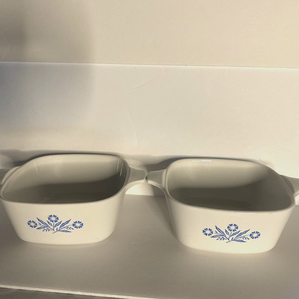 Vintage Corning Ware Blue Cornflower Casserole 22 oz P-43-B Lot of 2